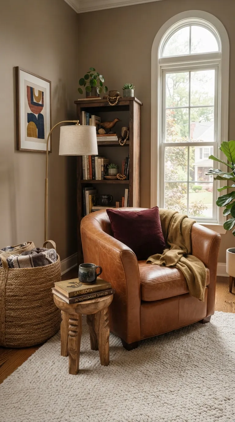 Afrohemian Living Room Hang a Natural Fiber Pendant Light