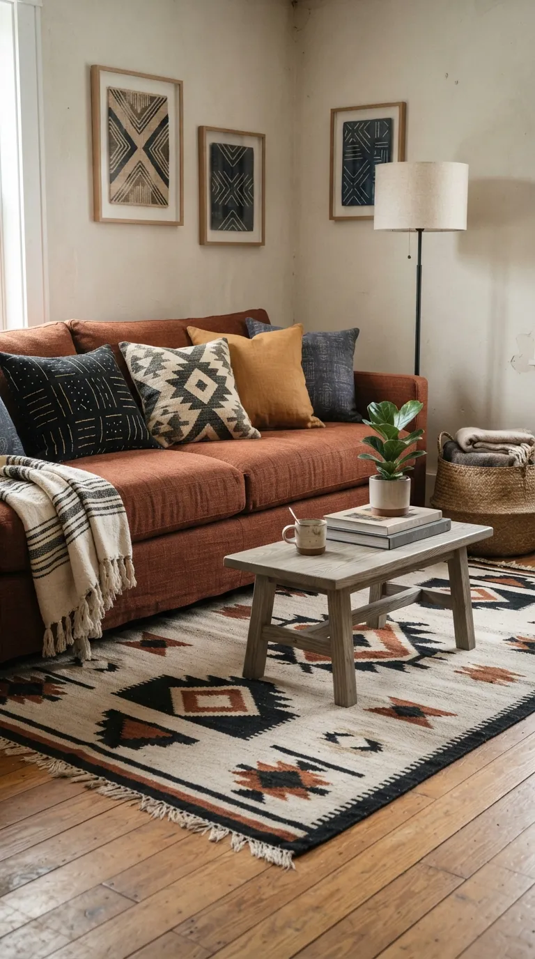 Afrohemian Living Room Make Carved Wood the Focal Point