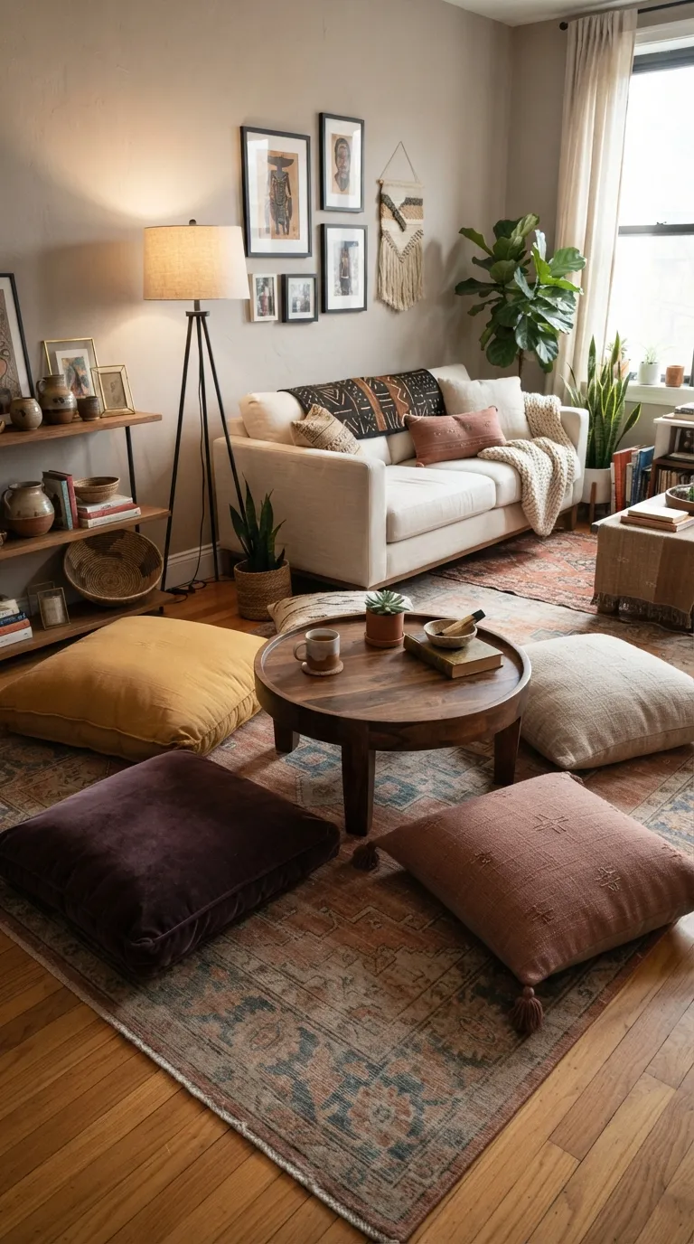 Afrohemian Living Room Mix Vintage Finds with Modern Furniture