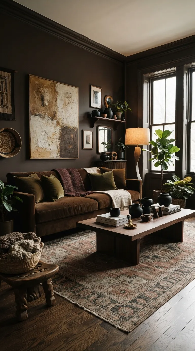 Afrohemian Living Room Style a Round Coffee Table with Earthy Objects